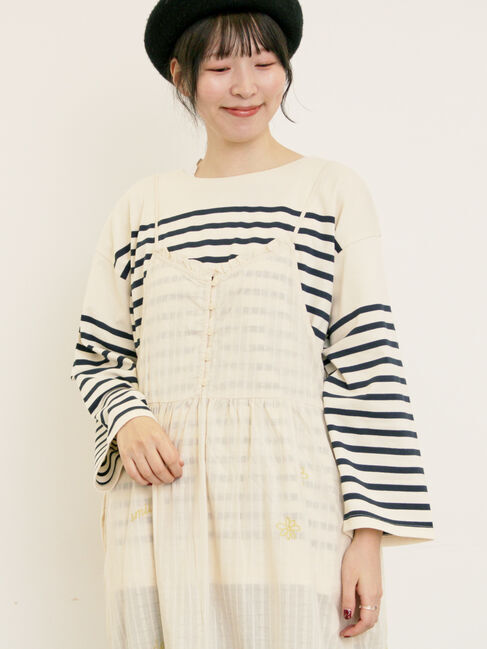 Samansa Mos2「パネルボーダーロングスリーブカットソー」|Tシャツ・カットソー|