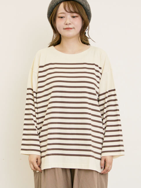 Samansa Mos2「パネルボーダーロングスリーブカットソー」|Tシャツ・カットソー|