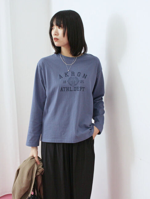 Samansa Mos2 blue「アソートプリントロンT」|Tシャツ・カットソー|ブルー