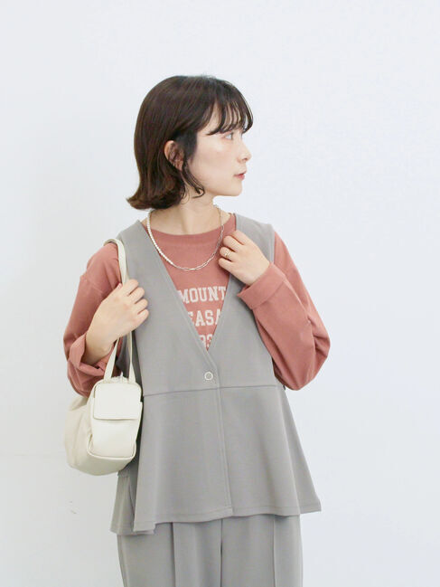 Samansa Mos2 blue「ペプラムベスト(セットアップ可)」|ダウンベスト・ベスト|グレー