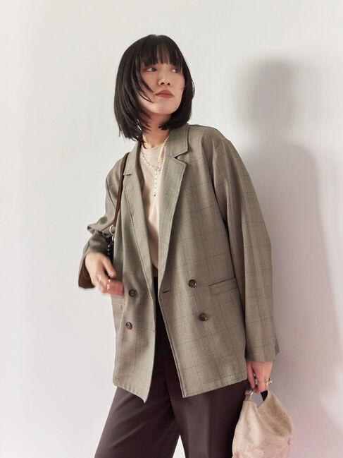 Samansa Mos2 blue「アソートダブルジャケット」|その他|ベージュ