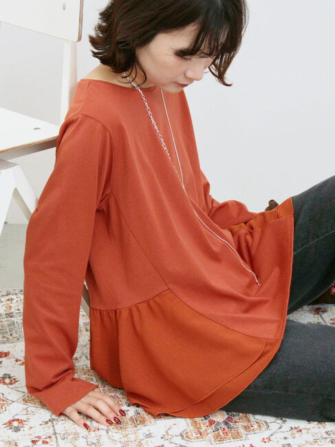 Samansa Mos2 blue「ペプラムドッキングカットソー」|Tシャツ・カットソー|