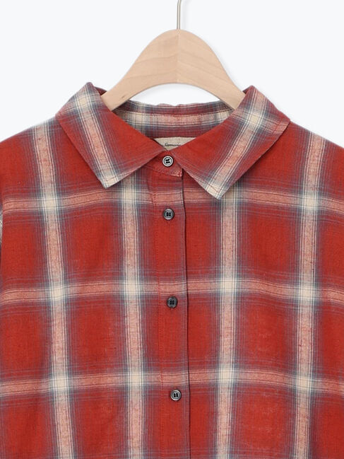 Samansa Mos2「袖口シャーリングチェックシャツ」|シャツ・ブラウス|