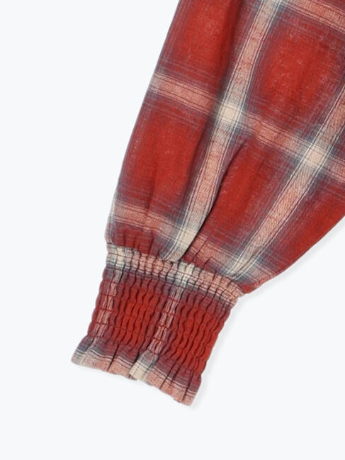 Samansa Mos2「袖口シャーリングチェックシャツ」|シャツ・ブラウス|