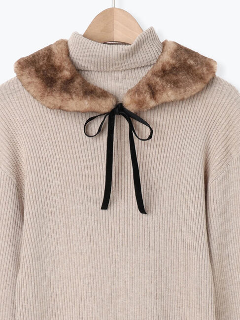 Samansa Mos2「【ゆべし&times;Samansa Mos2】ティペット付リブニット」|ニット・セーター|