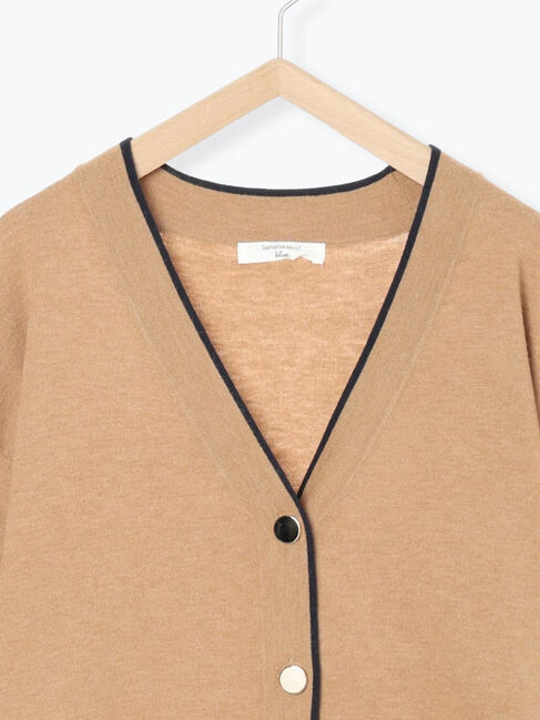 Samansa Mos2 blue「◎ラインニットカーディガン」|カーディガン|