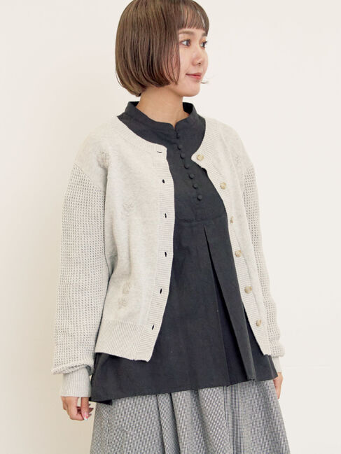 Samansa Mos2「◎刺繍カーディガン」|カーディガン|グレー