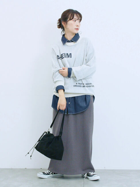 Samansa Mos2 blue「カットリブナロースカート」|スカート|