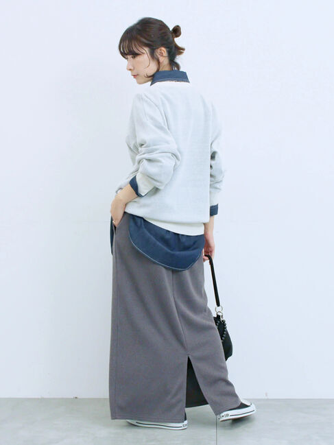 Samansa Mos2 blue「カットリブナロースカート」|スカート|