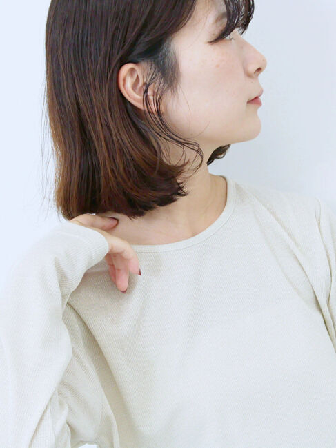 Samansa Mos2 blue「ラメリブプルオーバー」|Tシャツ・カットソー|ベージュ