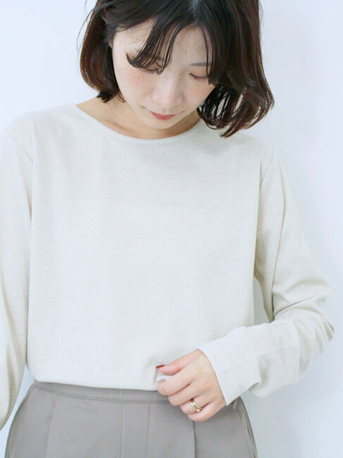 Samansa Mos2 blue「ラメリブプルオーバー」|Tシャツ・カットソー|