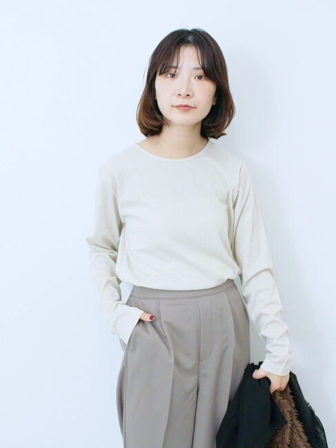 Samansa Mos2 blue「ラメリブプルオーバー」|Tシャツ・カットソー|