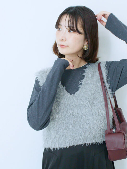 Samansa Mos2 blue「ラメリブプルオーバー」|Tシャツ・カットソー|