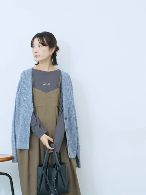 Samansa Mos2 blue「タック入りコクーンジャンスカ」|ワンピース|