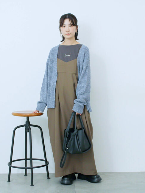 Samansa Mos2 blue「タック入りコクーンジャンスカ」|ワンピース|