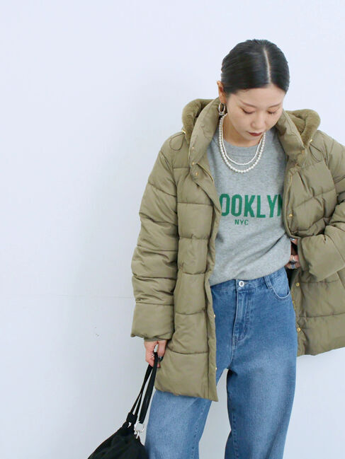 Samansa Mos2 blue「スタイルアップパデットコート」|その他|