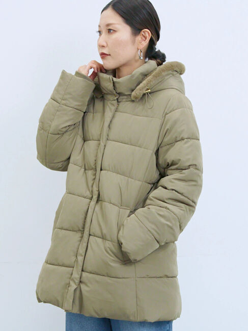 Samansa Mos2 blue「スタイルアップパデットコート」|その他|