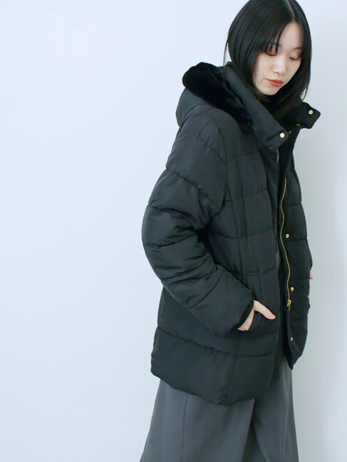 Samansa Mos2 blue「スタイルアップパデットコート」|その他|