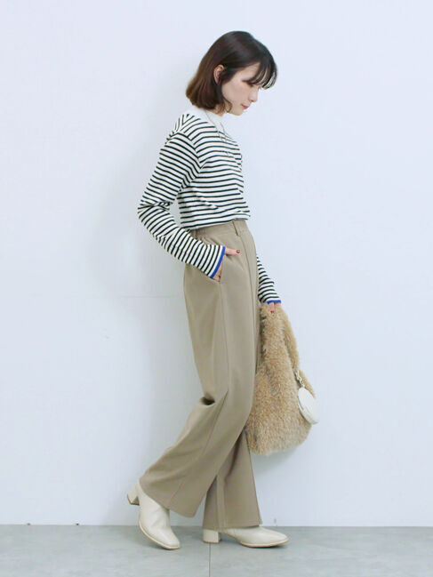 Samansa Mos2 blue「【Hug knit】リブハイネックプルオーバー」|ニット・セーター|