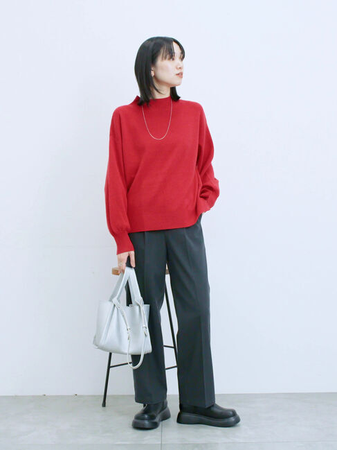 Samansa Mos2 blue「【Hug knit】袖ボリュームハイネックプルオーバー」|ニット・セーター|