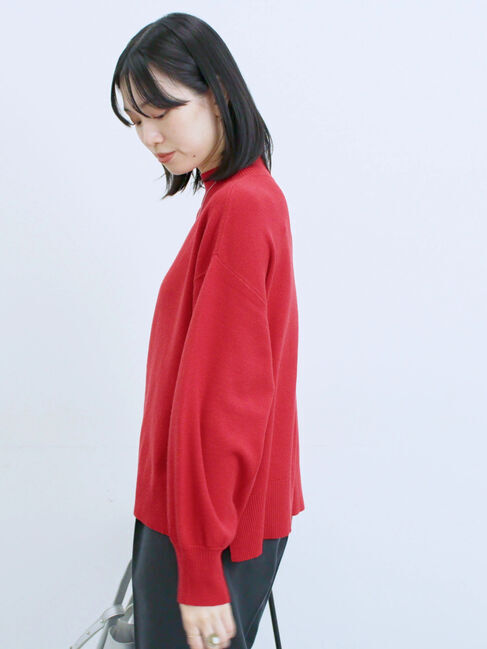 Samansa Mos2 blue「【Hug knit】袖ボリュームハイネックプルオーバー」|ニット・セーター|