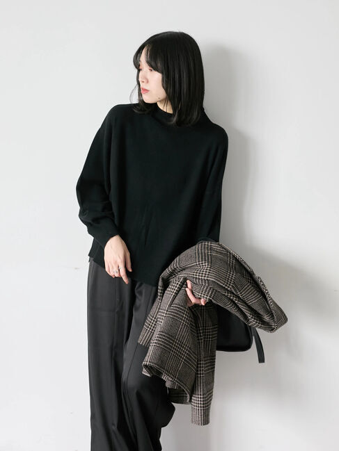 Samansa Mos2 blue「【Hug knit】袖ボリュームハイネックプルオーバー」|ニット・セーター|