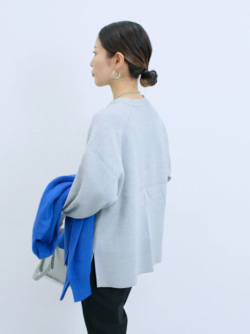 Samansa Mos2 blue「ロゴニットプルオーバー」|ニット・セーター|