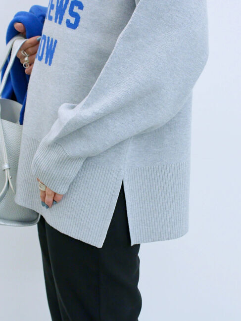 Samansa Mos2 blue「ロゴニットプルオーバー」|ニット・セーター|