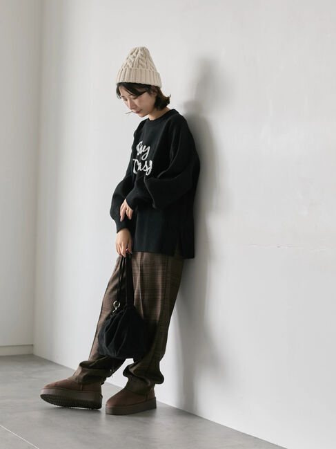 Samansa Mos2 blue「ロゴニットプルオーバー」|ニット・セーター|