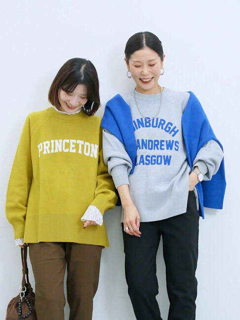 Samansa Mos2 blue「ロゴニットプルオーバー」|ニット・セーター|