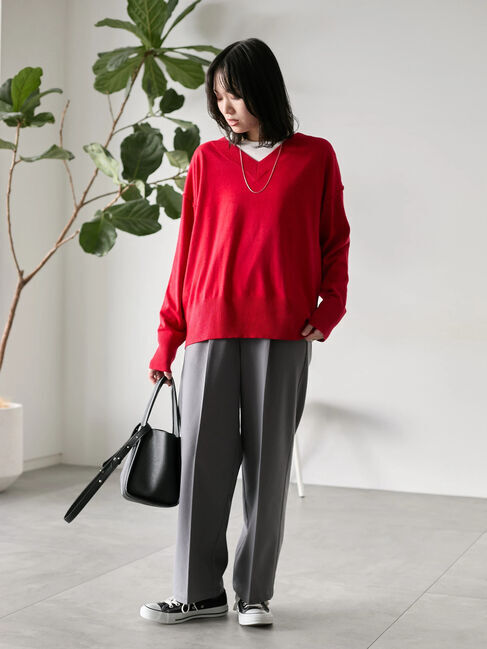 Samansa Mos2 blue「◎Vネックニットプルオーバー」|ニット・セーター|