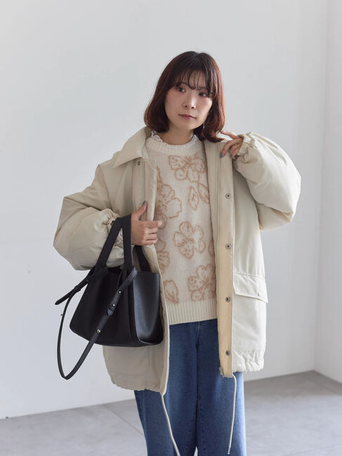 Samansa Mos2 blue「襟付中綿ブルゾン」|ブルゾン・スタジャン|