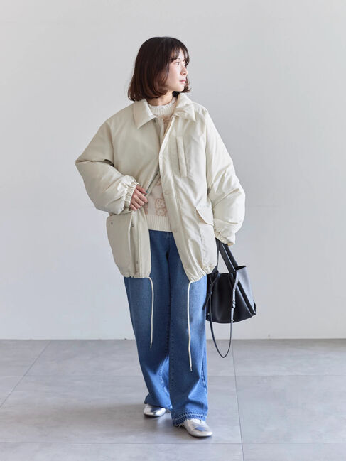 Samansa Mos2 blue「襟付中綿ブルゾン」|ブルゾン・スタジャン|