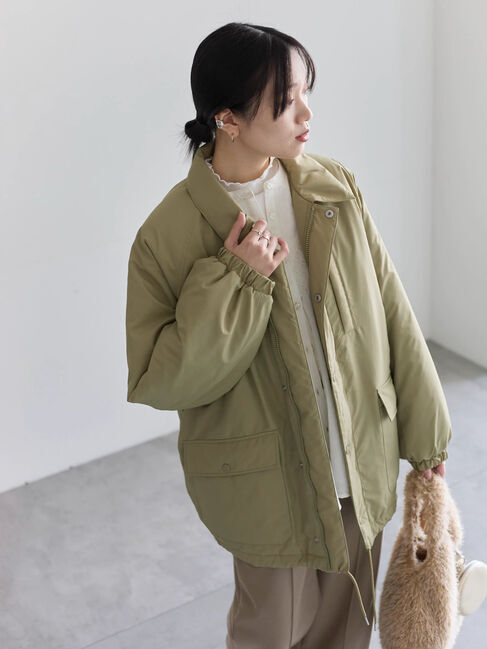 Samansa Mos2 blue「襟付中綿ブルゾン」|ブルゾン・スタジャン|