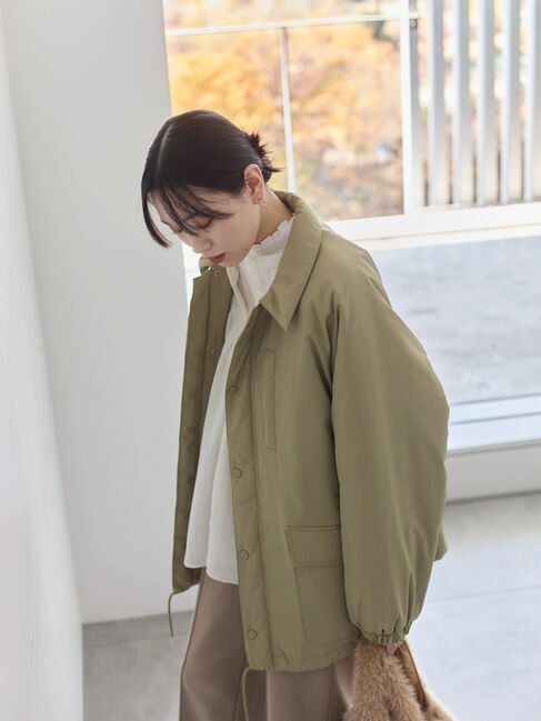 Samansa Mos2 blue「襟付中綿ブルゾン」|ブルゾン・スタジャン|