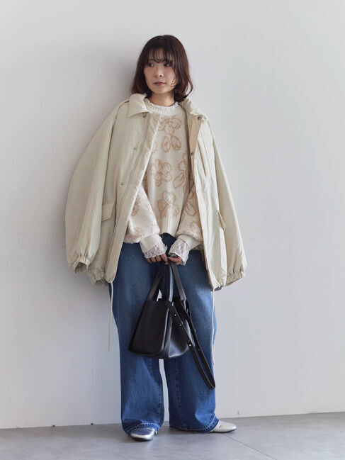 Samansa Mos2 blue「襟付中綿ブルゾン」|ブルゾン・スタジャン|