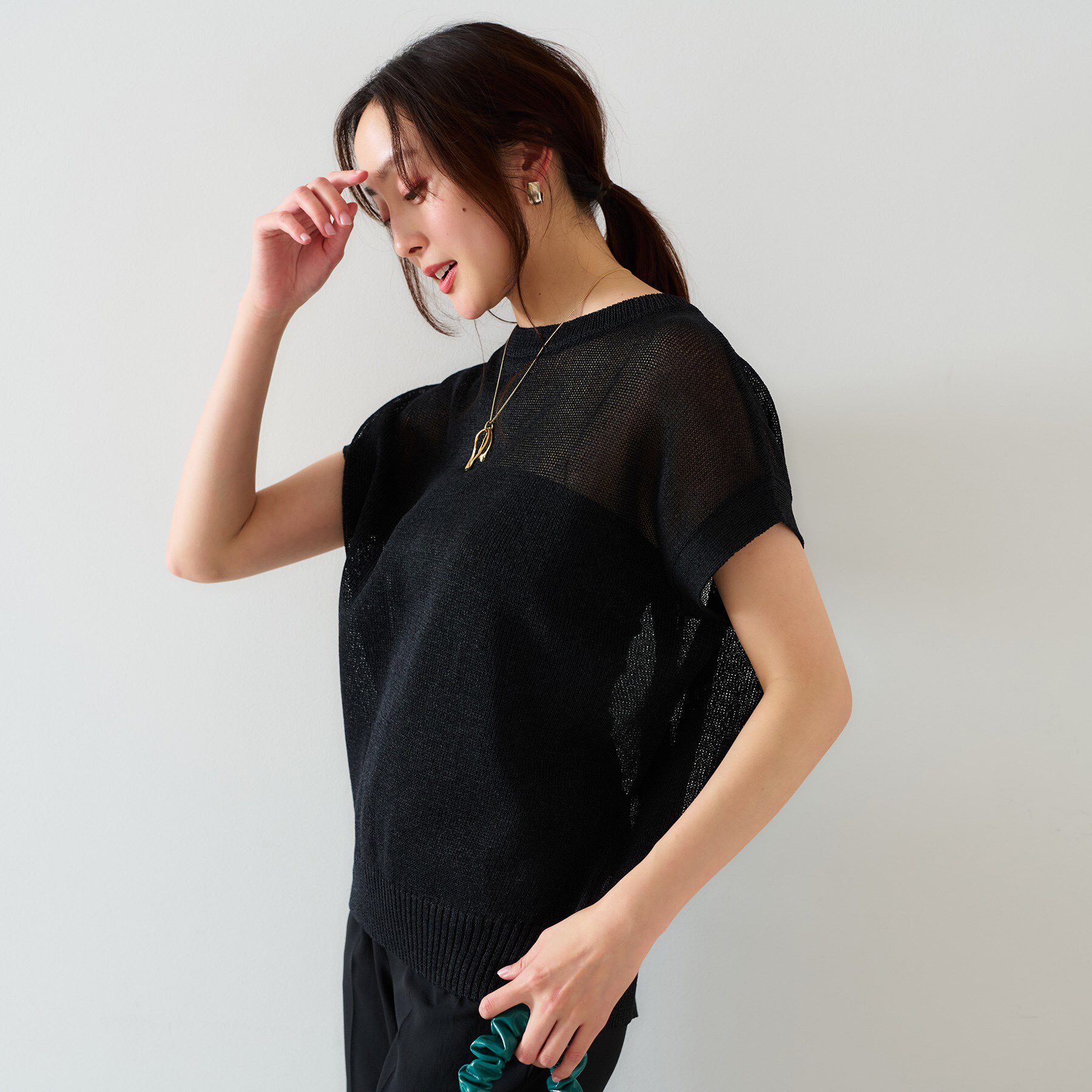 UNTITLED「【前後2WAY/清涼感】コクーンシルエット プルオーバーニット」|ニット・セーター|