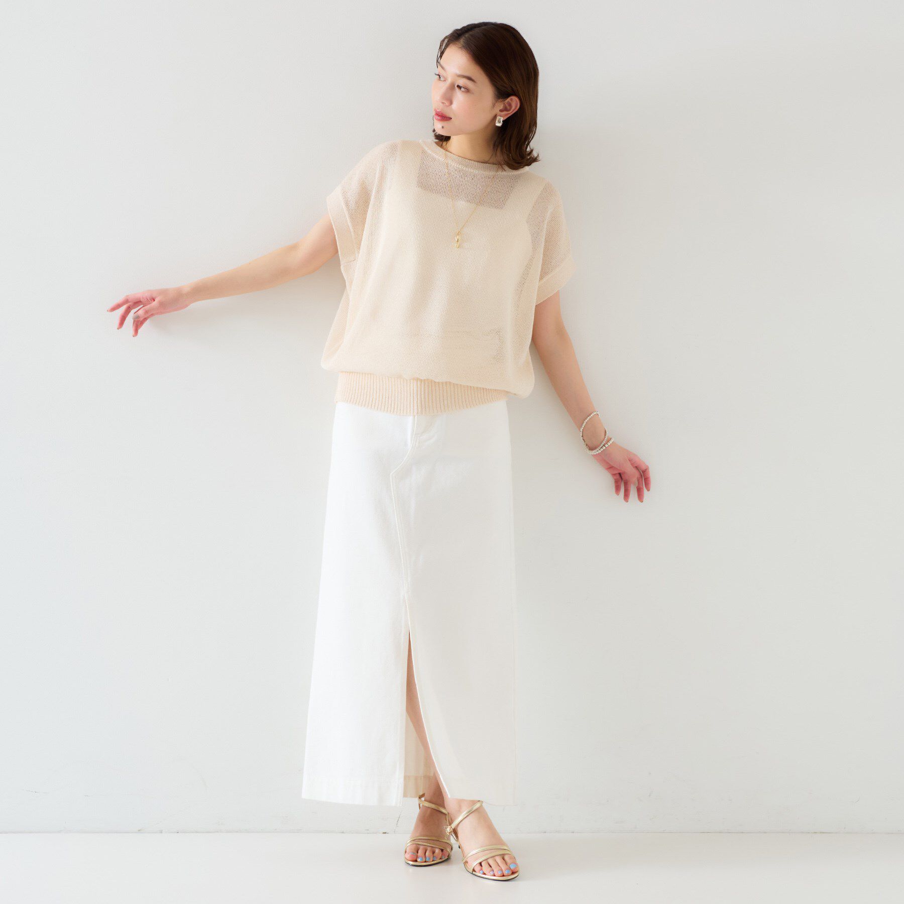 UNTITLED「【前後2WAY/清涼感】コクーンシルエット プルオーバーニット」|ニット・セーター|