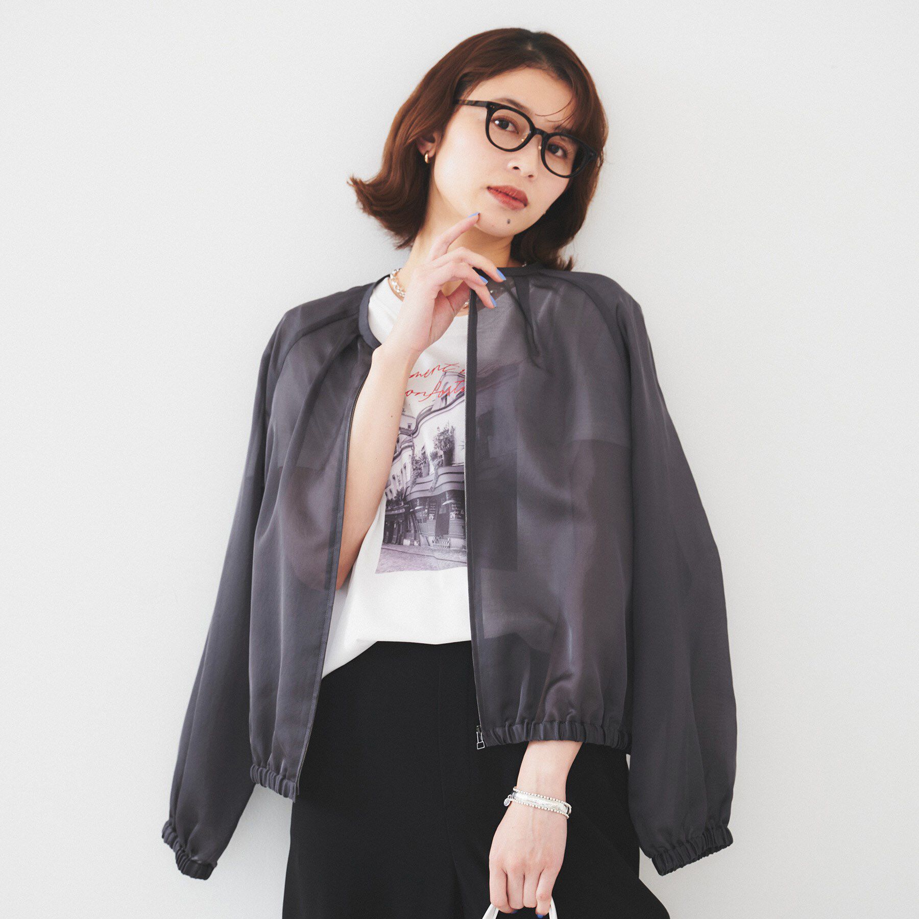 UNTITLED「【トレンド/洗える/軽い】シアーブルゾン」|ブルゾン・スタジャン|