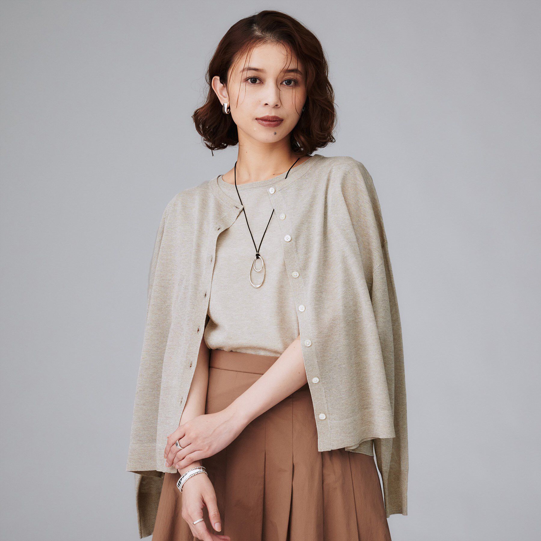 UNTITLED「【前後2WAY/アンサンブル可/ゆったり】シアーカーディガン」|カーディガン|