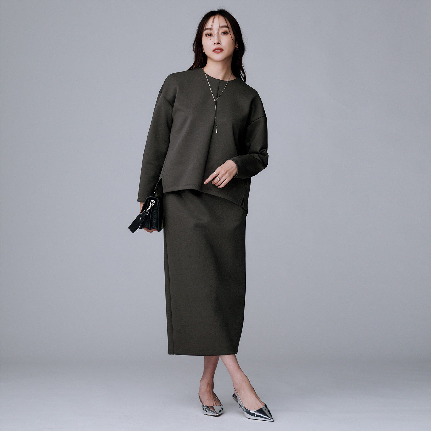 UNTITLED「【セットアップ可/洗える/ウエストゴム】ダンボールジャージスカート」|スカート|