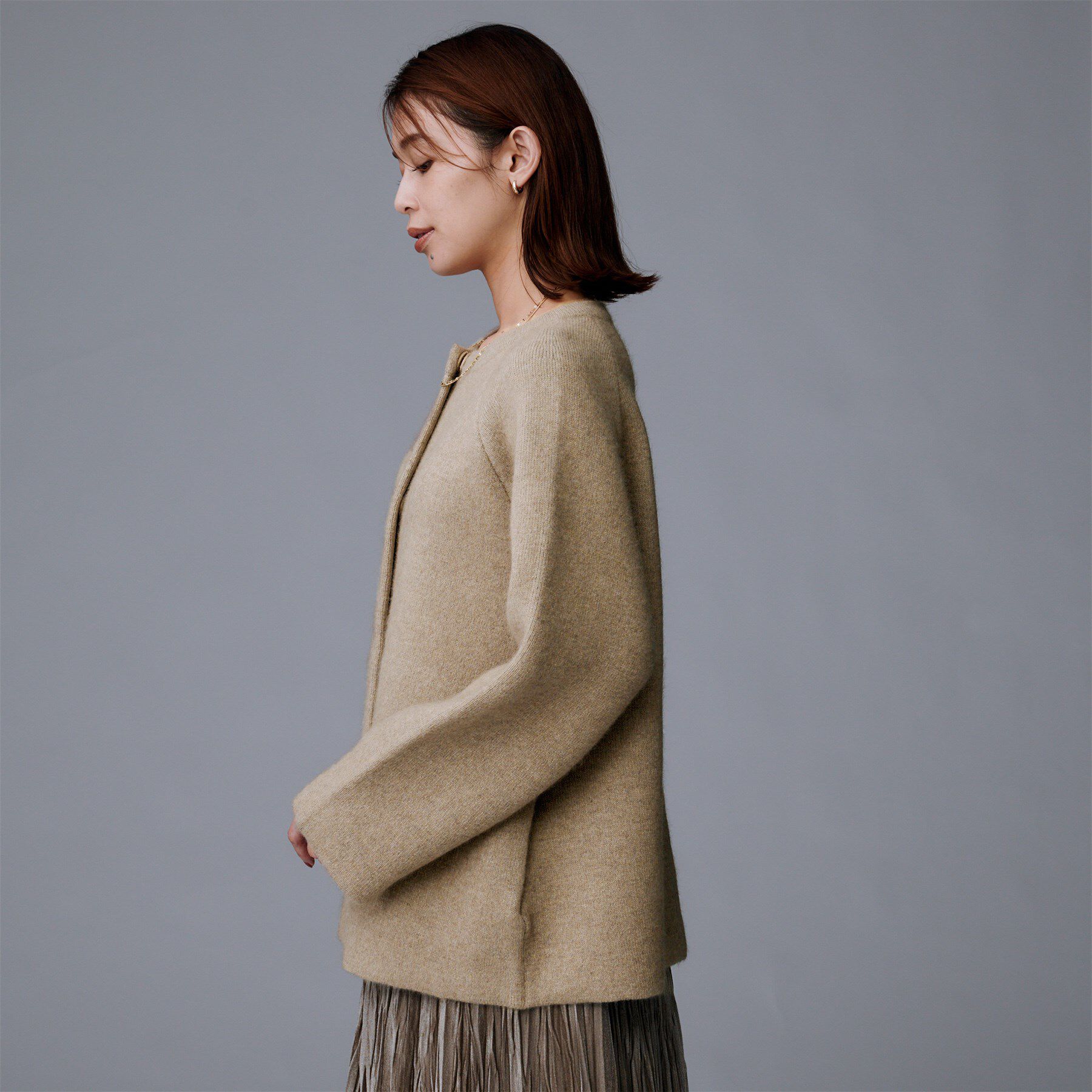 UNTITLED「【軽アウター/ミドル丈】ウールニットコーディガン」|カーディガン|