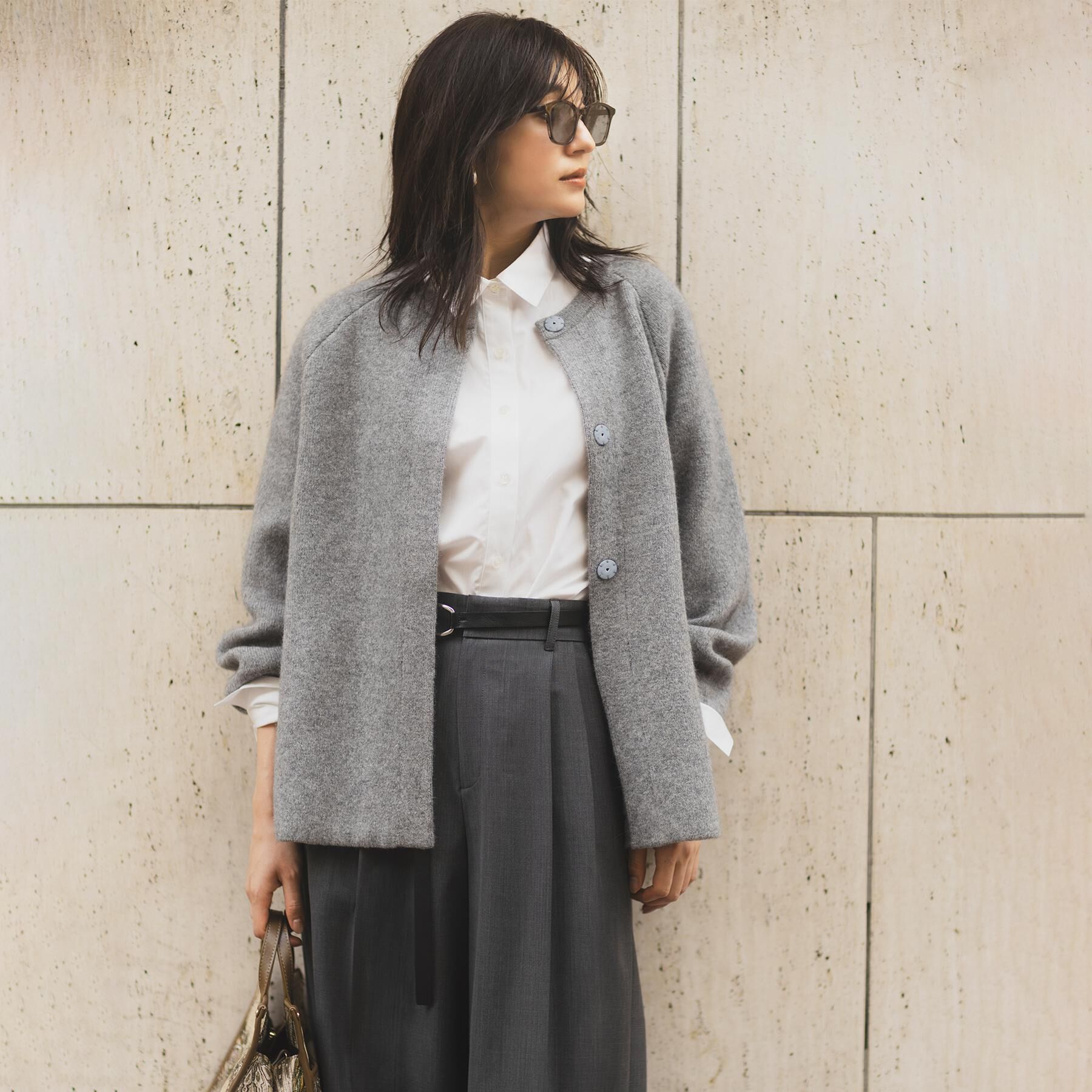 UNTITLED「【軽アウター/ミドル丈】ウールニットコーディガン」|カーディガン|