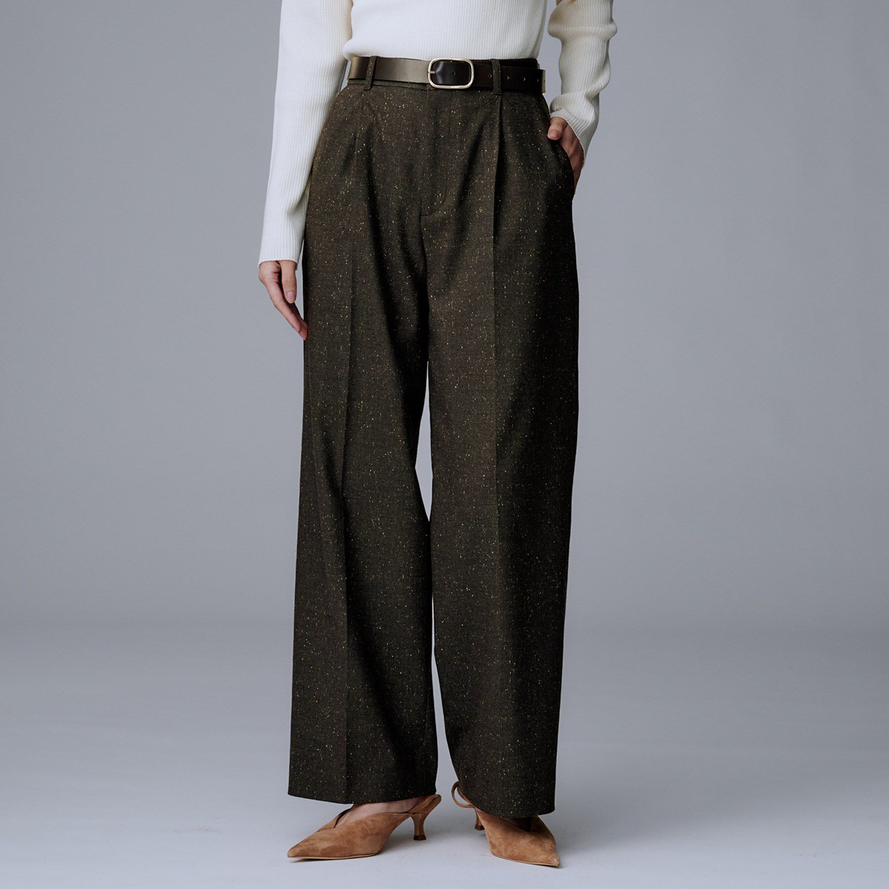 UNTITLED「【ワイド/後ろゴム/シーズンレス】シルクネップツイードパンツ」|その他|