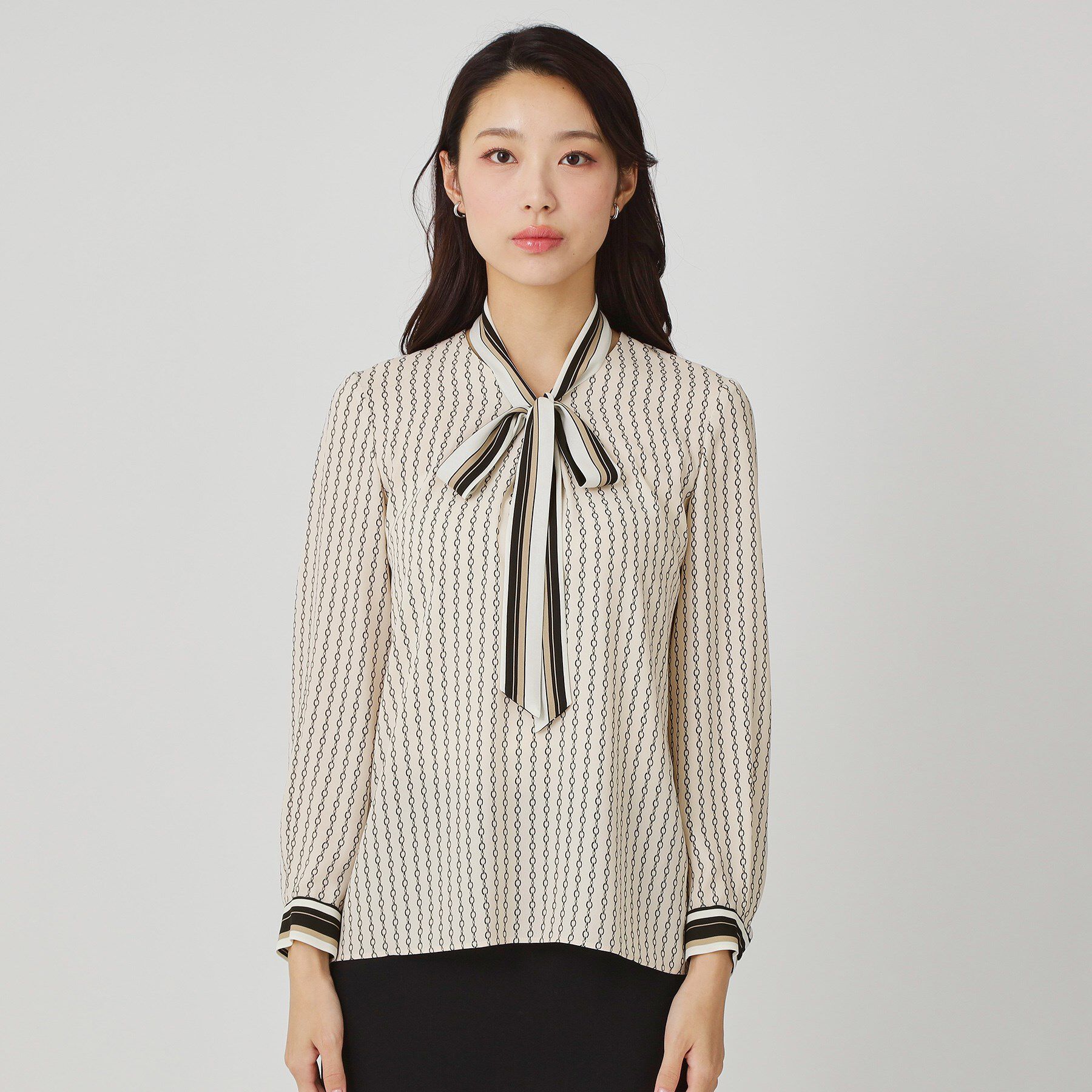 COUP DE CHANCE「【手洗い可／日本製】チェーン柄ブラウス」|シャツ・ブラウス|