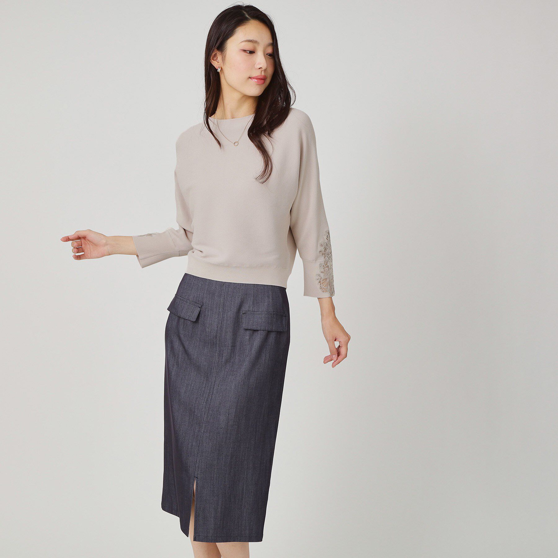 COUP DE CHANCE「【手洗い可】オーガンジー刺しゅうニットトップス」|ニット・セーター|