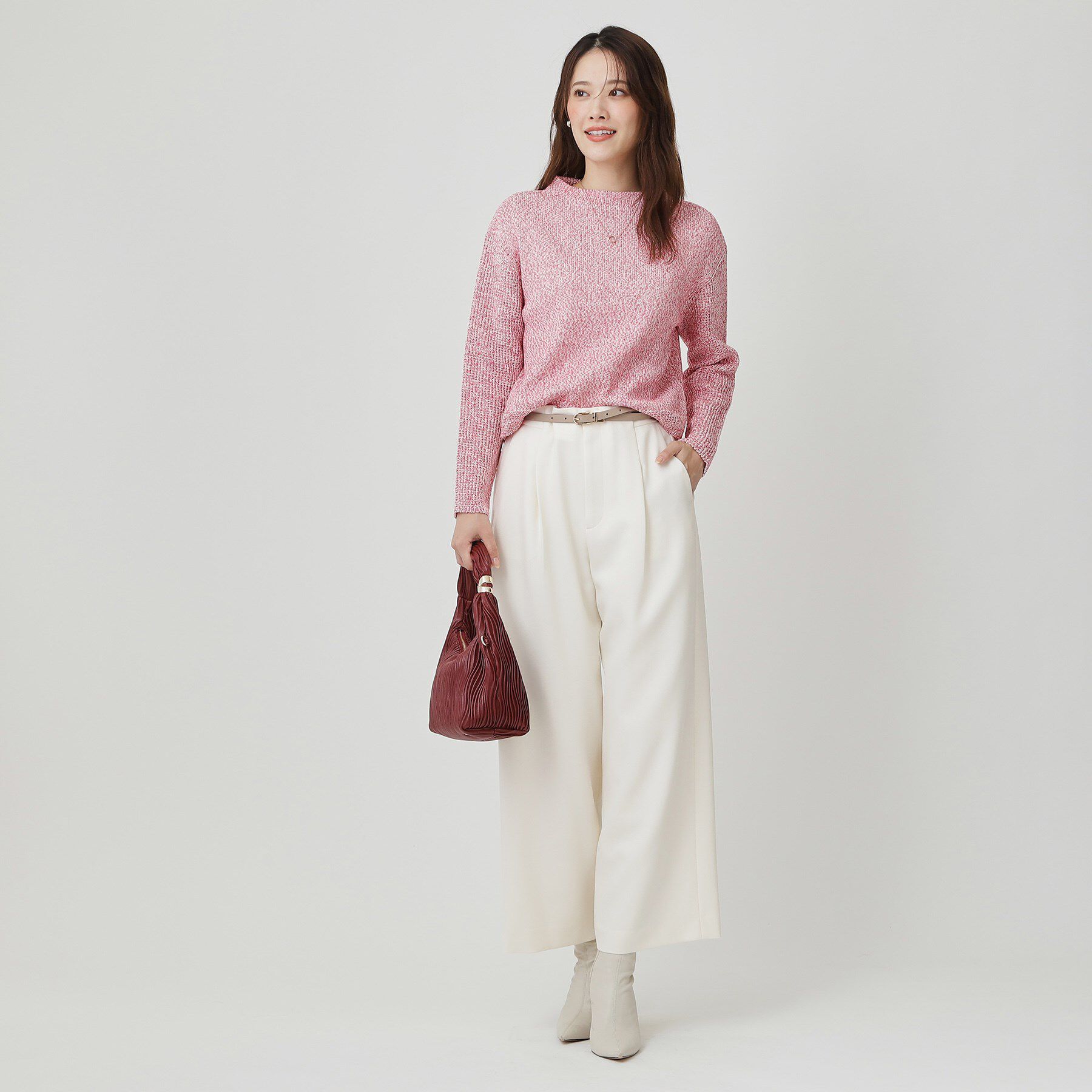 COUP DE CHANCE「【手洗い可／日本製／短め丈】編地変化のニットトップス」|ニット・セーター|