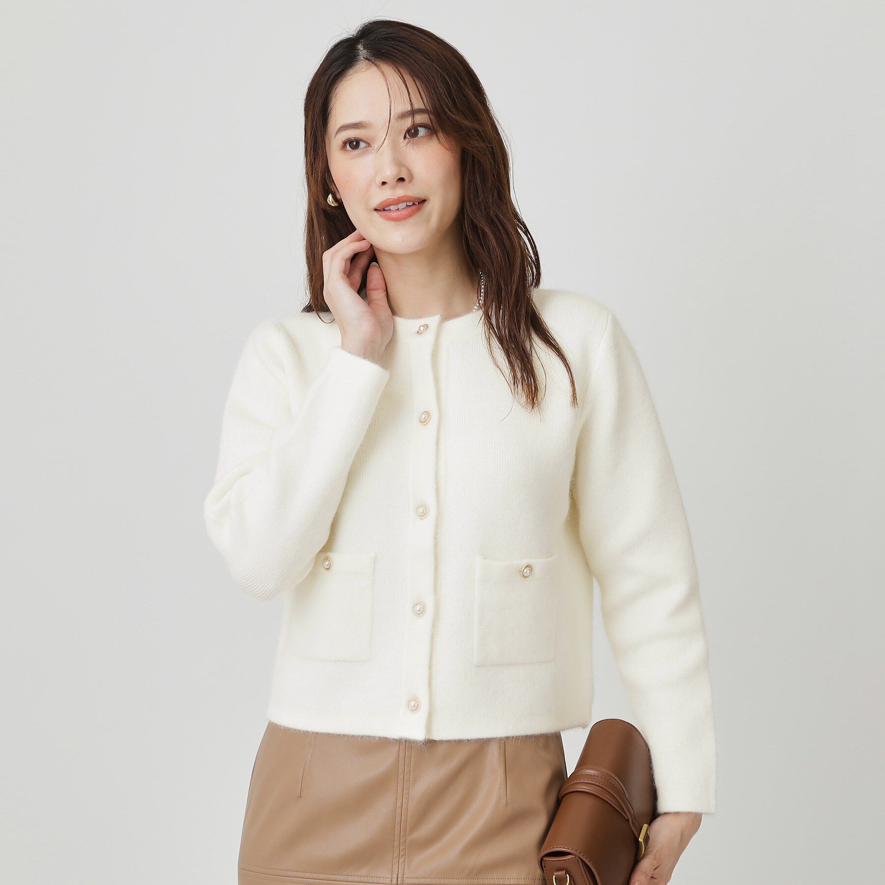 COUP DE CHANCE「【手洗い可】ジャケット風カーディガン」|カーディガン|オフホワイト(003