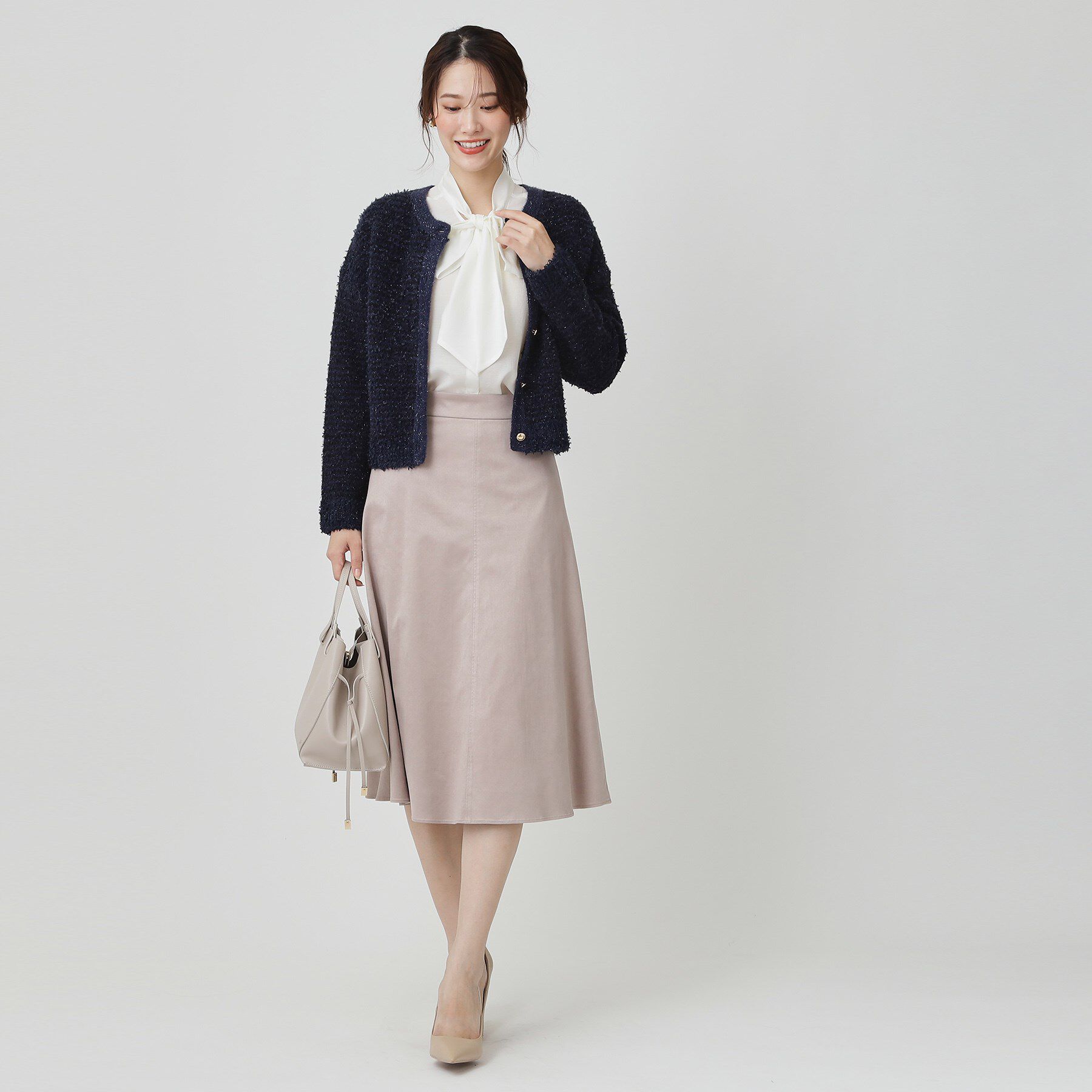 COUP DE CHANCE「【手洗い可】ラメフェザーのニットカーディガン」|カーディガン|