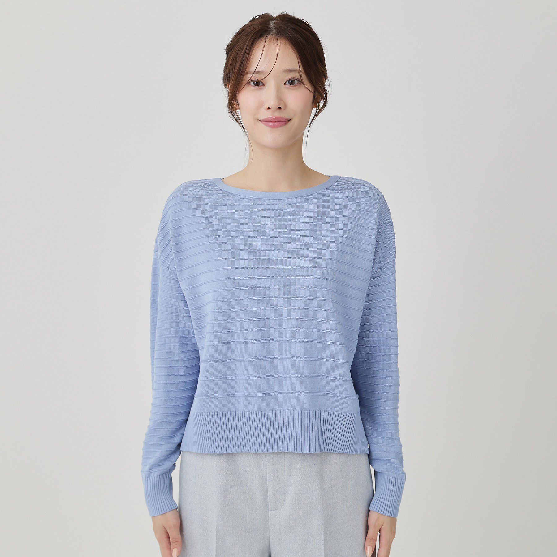 COUP DE CHANCE「【手洗い可／日本製】地柄ボーダーのニットトップス」|ニット・セーター|